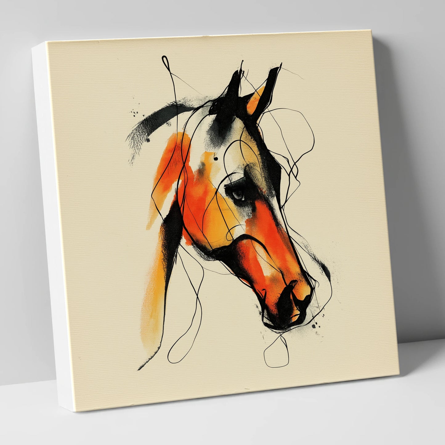 Vivid Amber Equine horse portrait canvas wall art
