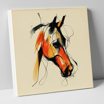 Vivid Amber Equine horse portrait canvas wall art