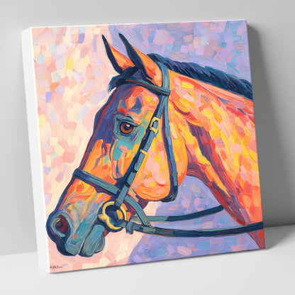 Vivid Equine Gaze racing horse canvas wall art