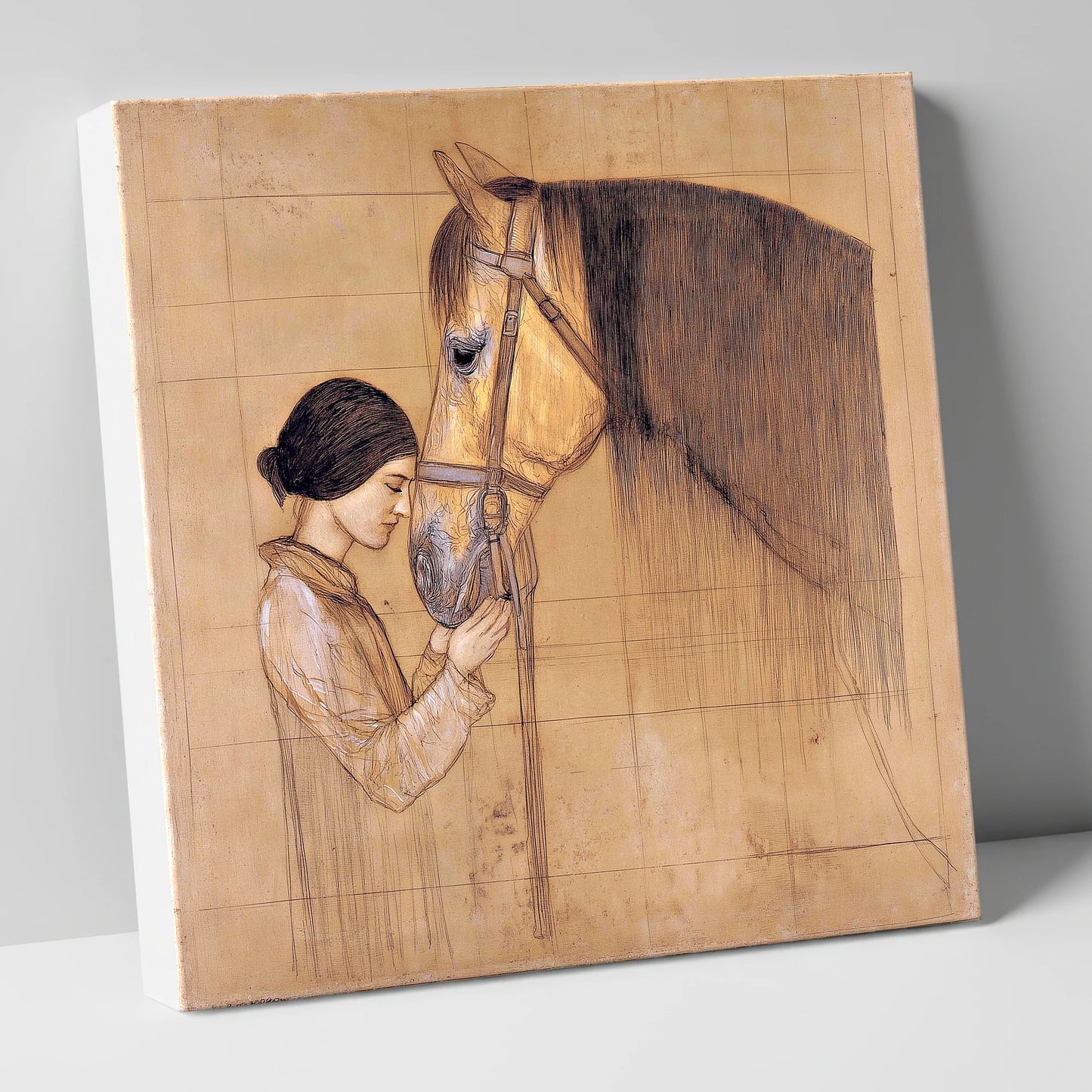 The Silent Bond horse & rider canvas wall art