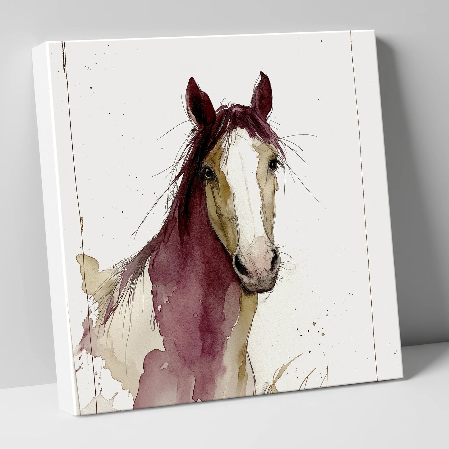 Plum Wash Equine Portrait horse portrait canvas wall art