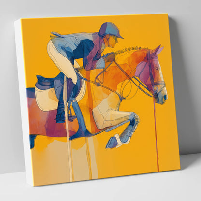 Suspended in Gold show jumping horse canvas wall art