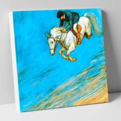 Cerulean Flight show jumping horse canvas wall art