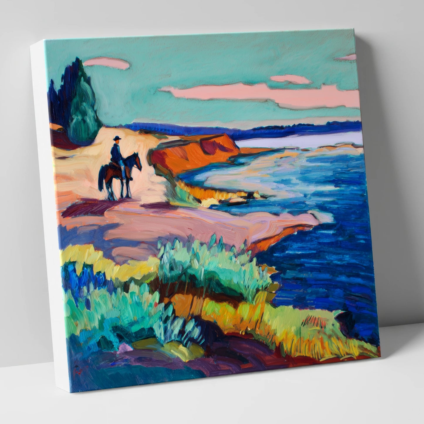 Vivid Coastal Hack beach horse canvas wall art