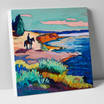 Vivid Coastal Hack beach horse canvas wall art
