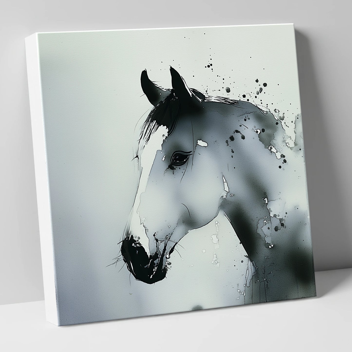 Atmospheric Grey Profile horse portrait canvas wall art
