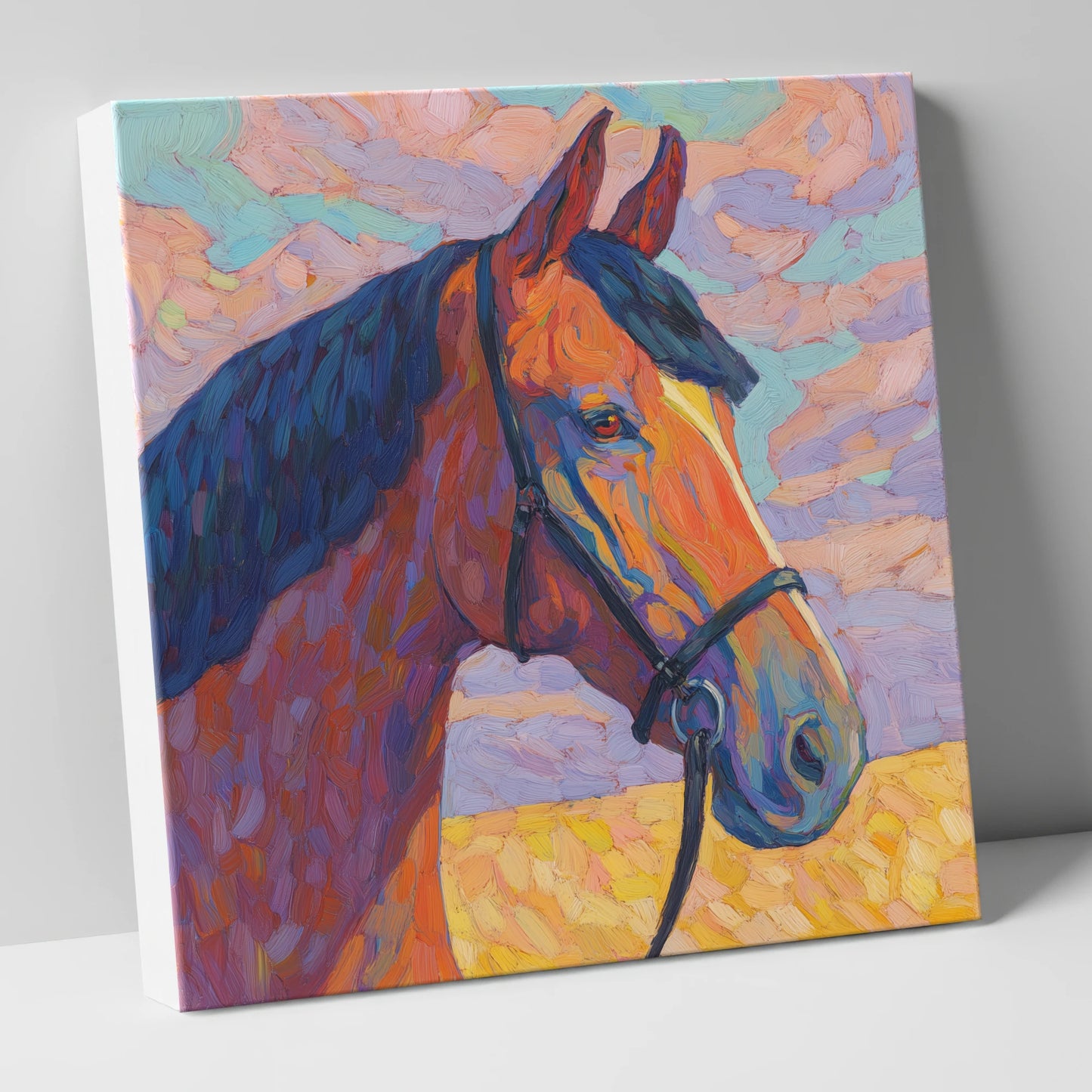 Painted Bay Profile horse portrait canvas wall art