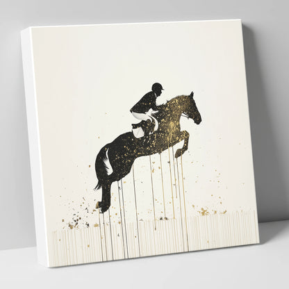 Suspended in Gold show jumping horse canvas wall art