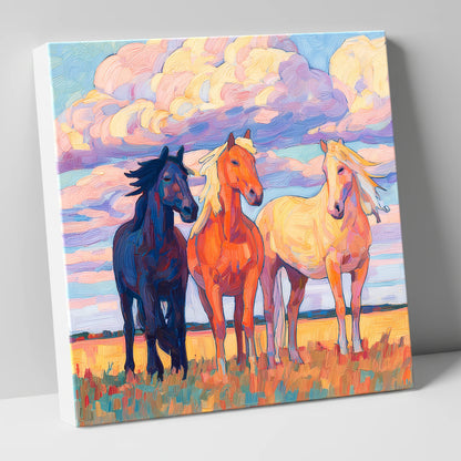 Three Under Painted Skies horse landscape canvas wall art
