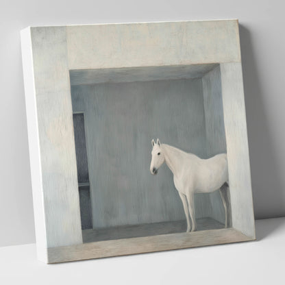 The Quiet Stall horse stable canvas wall art