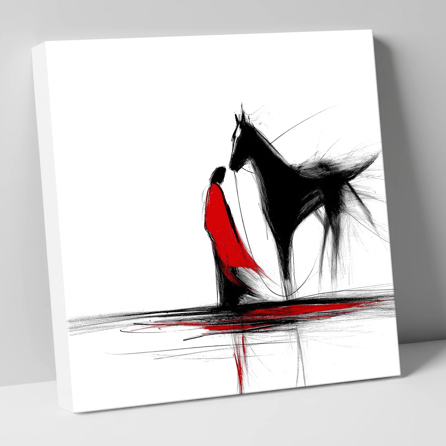 Crimson Connection horse & rider canvas wall art
