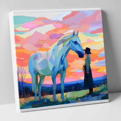 Vibrant Horizon Partnership horse & rider canvas wall art
