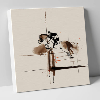 Clearing the Vertical show jumping horse canvas wall art