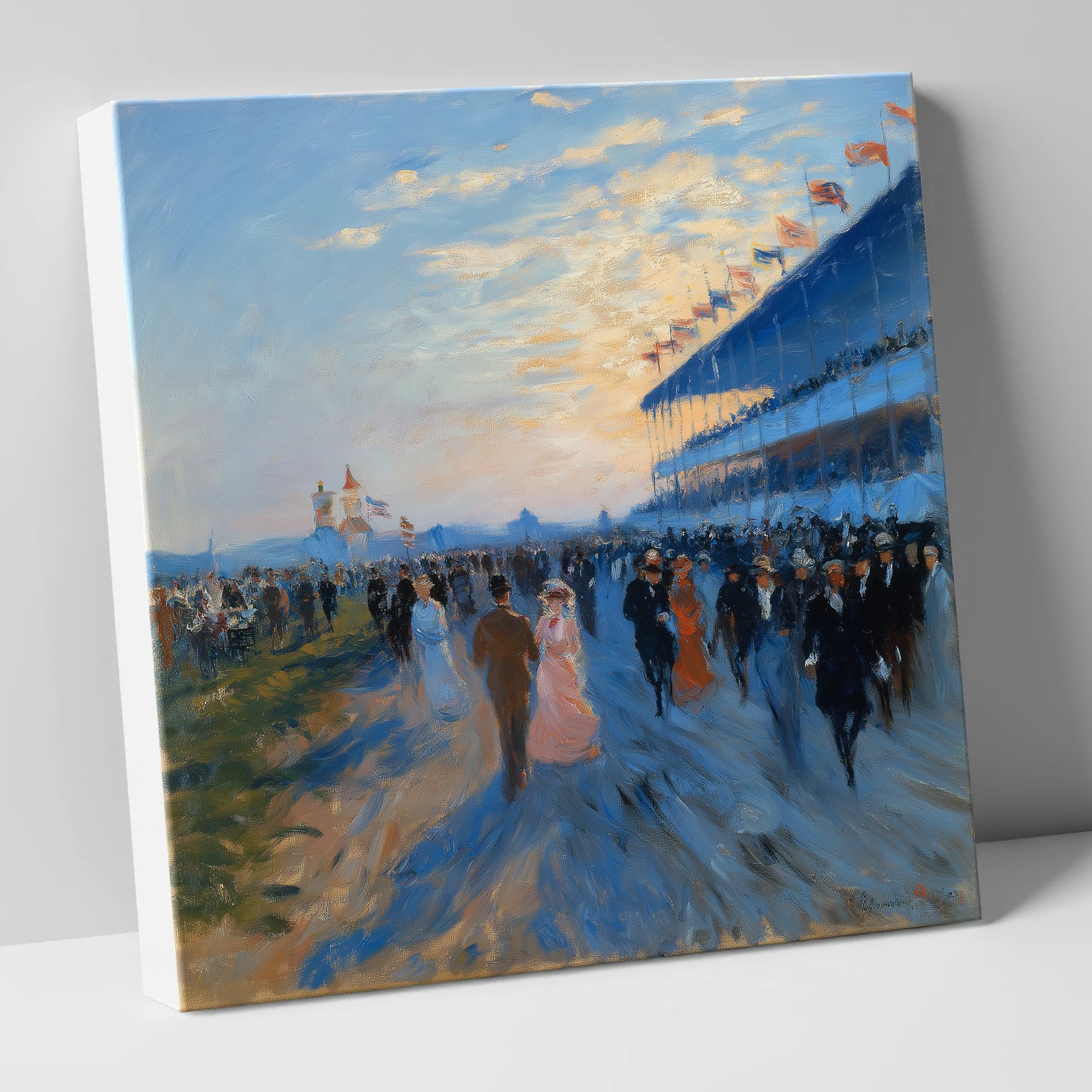Evening at the Races racing horse canvas wall art
