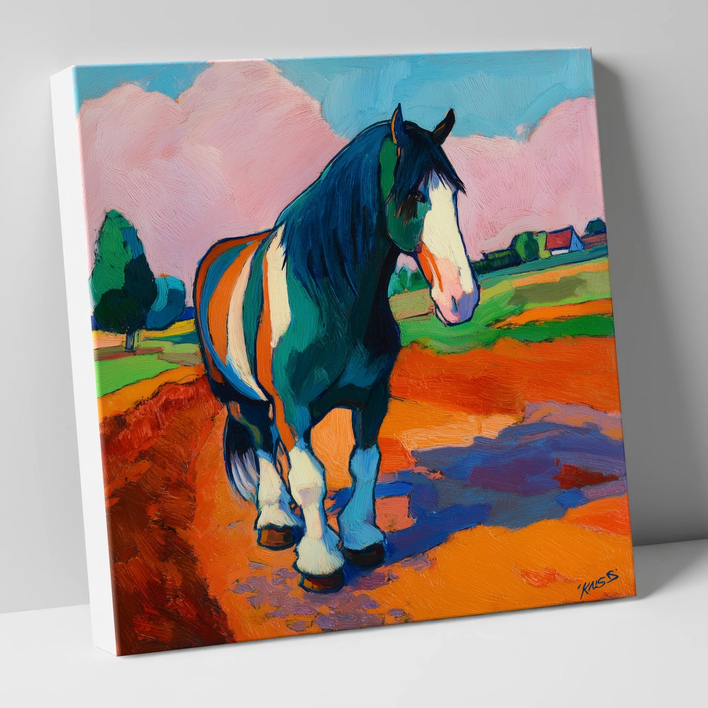 Vibrant Coloured Cob horse breed canvas wall art