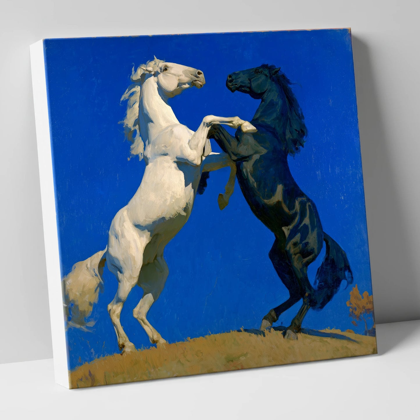 Cobalt Sky Stallions wild horses canvas wall art