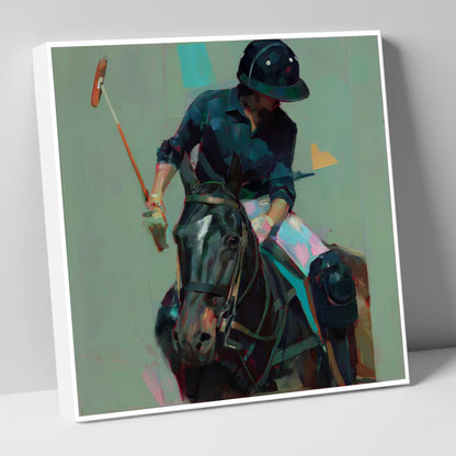 The Decisive Strike polo horse canvas wall art