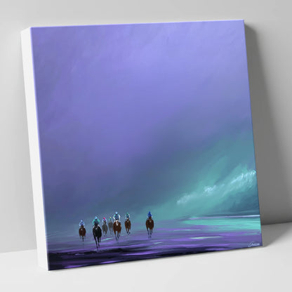 Violet Dawn Gallops racing horse canvas wall art