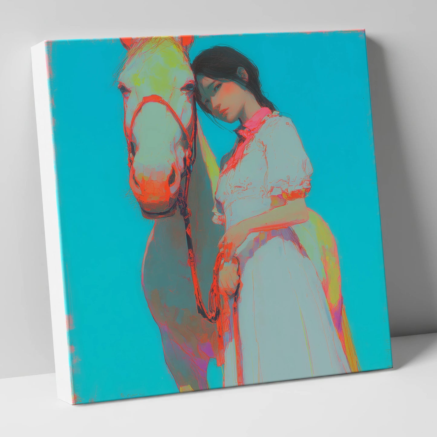 Electric Bond horse & rider canvas wall art