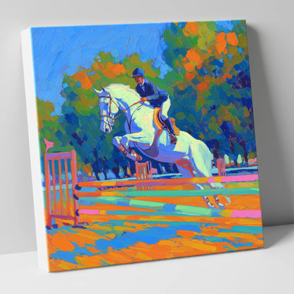 Vibrant Showjumping Leap show jumping horse canvas wall art