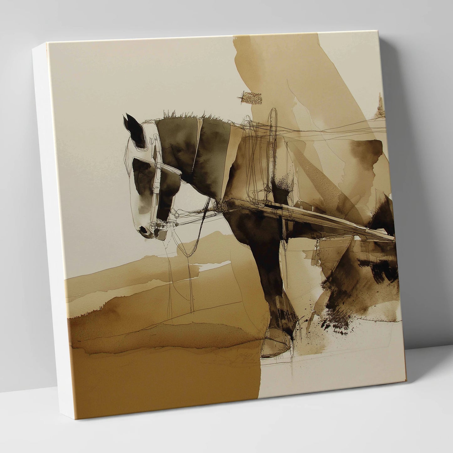 Sepia Heavy Horse Study working horse canvas wall art