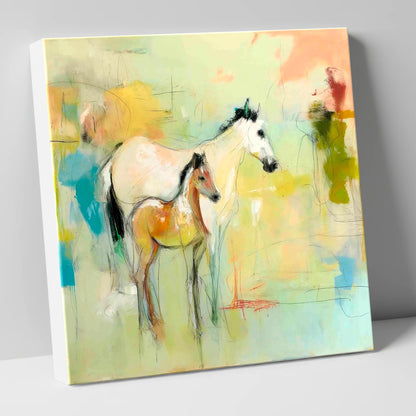 Ethereal Mare and Foal mare & foal canvas wall art