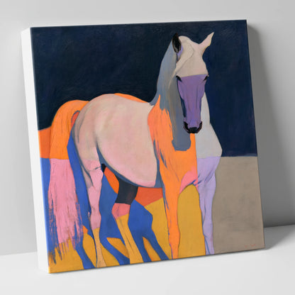 Colourful Abstract Grey Horse horse breed canvas wall art