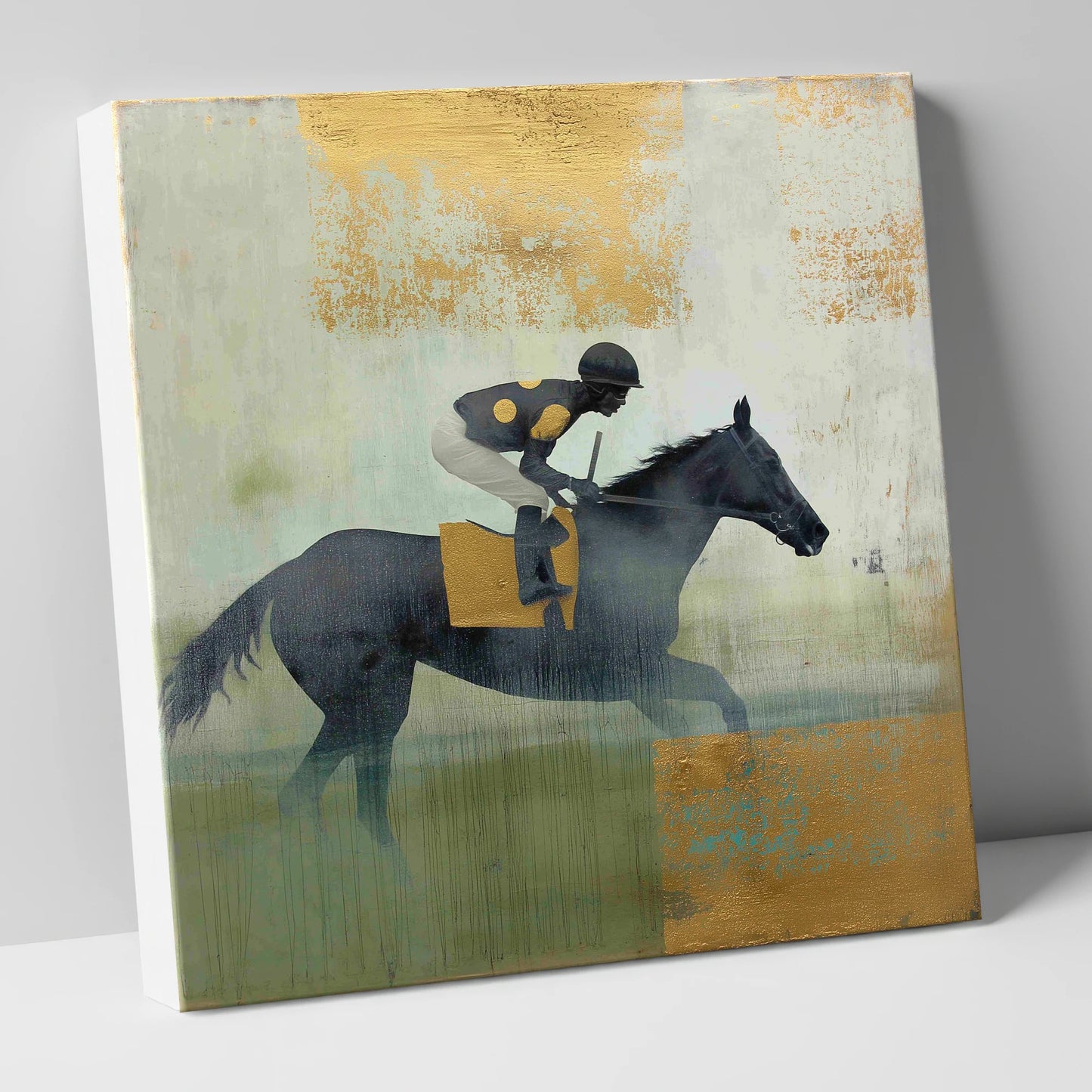 The Gilded Gallop racing horse canvas wall art