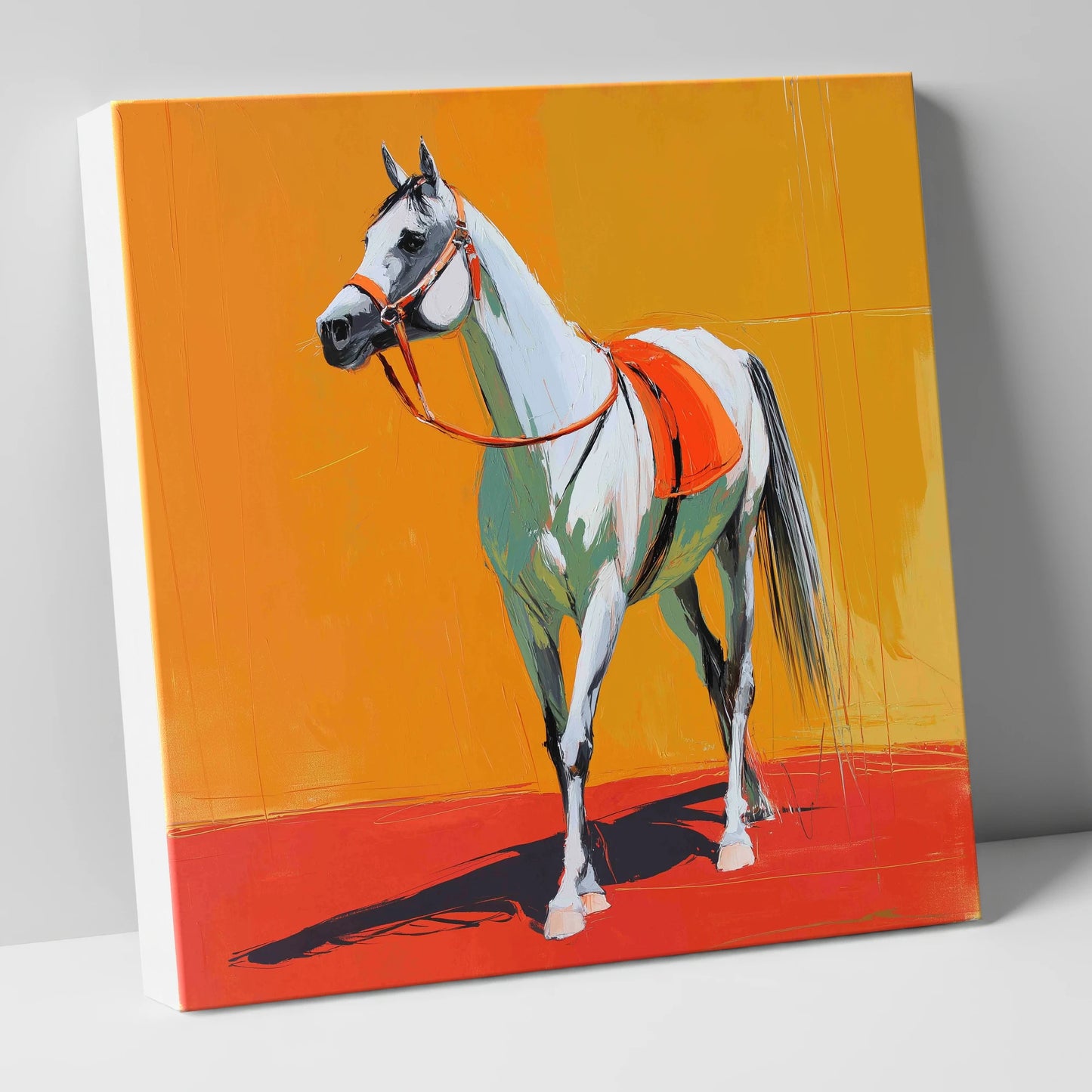 Sunlit Grey Arabian horse breed canvas wall art
