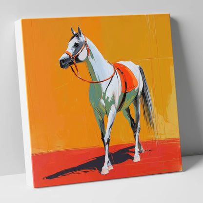 Sunlit Grey Arabian horse breed canvas wall art