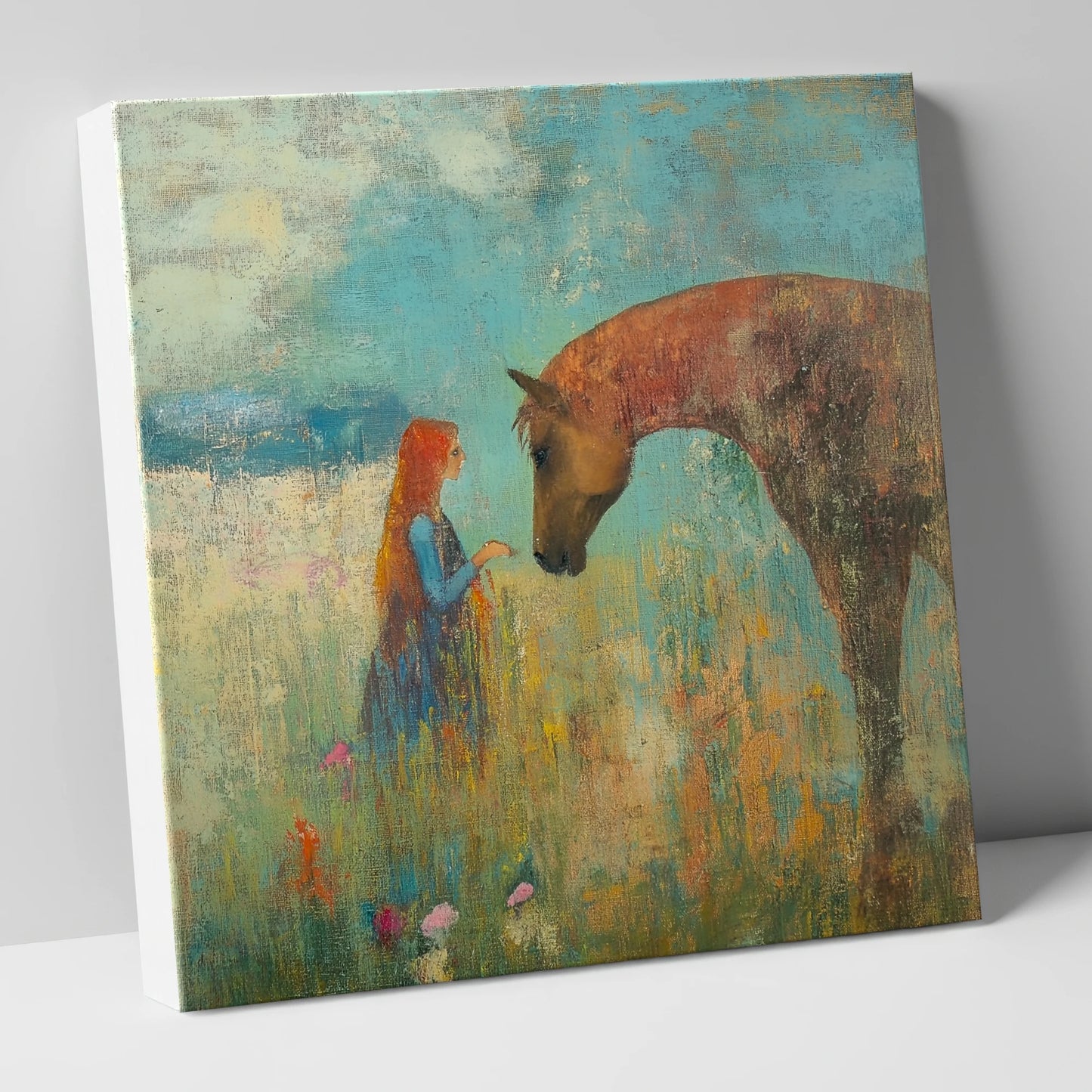 A Quiet Connection horse & rider canvas wall art
