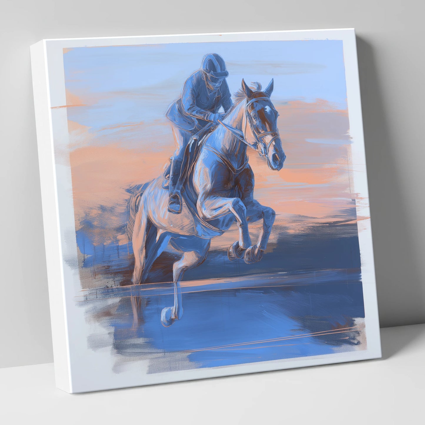 Cobalt Flight show jumping horse canvas wall art