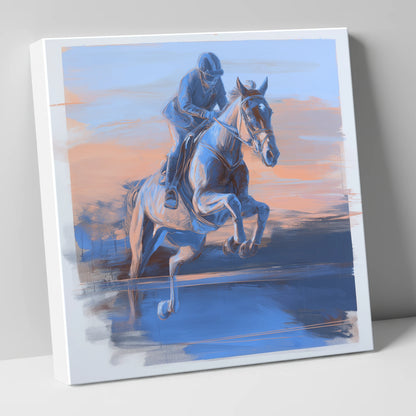 Cobalt Flight show jumping horse canvas wall art