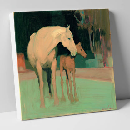 A Quiet Connection mare & foal canvas wall art