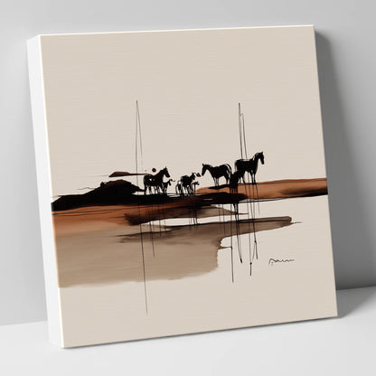 Herd on the Horizon horse landscape canvas wall art