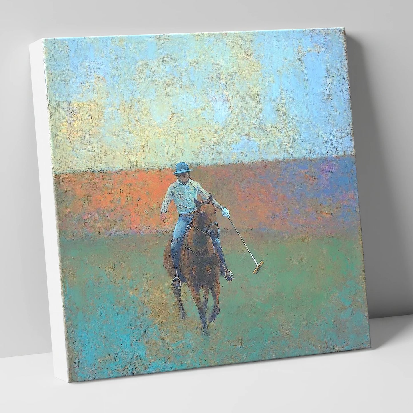 The Midfield Approach polo horse canvas wall art