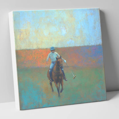 The Midfield Approach polo horse canvas wall art