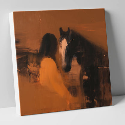 Unspoken Bond horse & rider canvas wall art