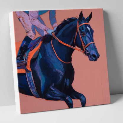 Indigo Rush racing horse canvas wall art