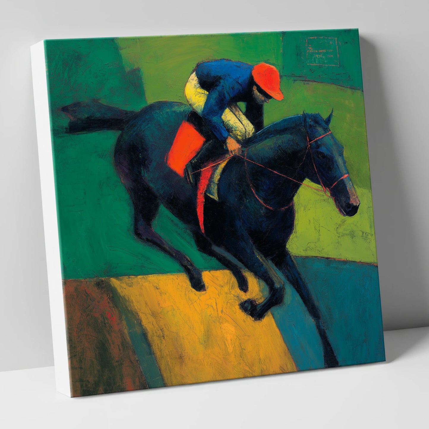 The Crimson Cap racing horse canvas wall art