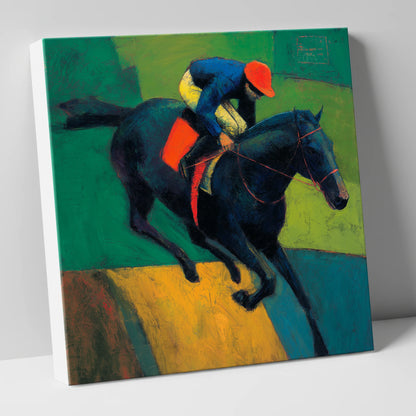 The Crimson Cap racing horse canvas wall art