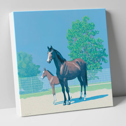 Summer Paddock Serenity mare & foal canvas wall art