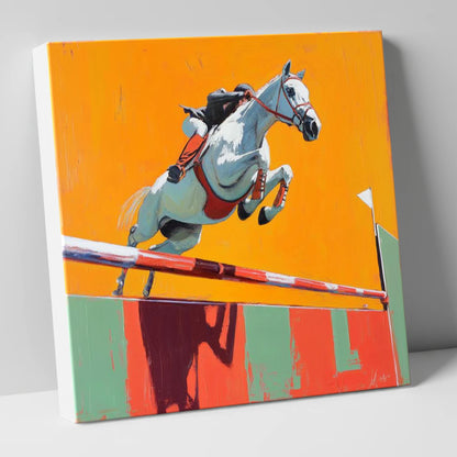 Power In Flight show jumping horse canvas wall art