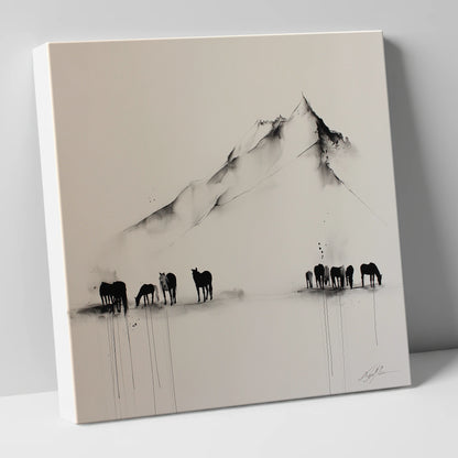 Ethereal Mountain Herd horse landscape canvas wall art