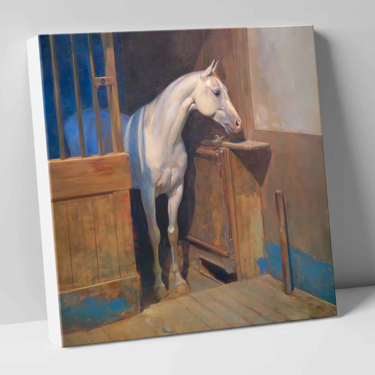 Solitude in the Stall horse stable canvas wall art