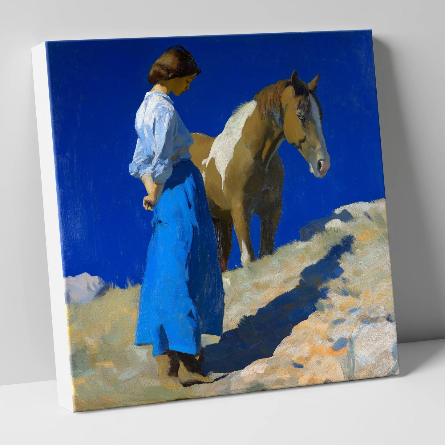 Under the Cobalt Sky horse & rider canvas wall art