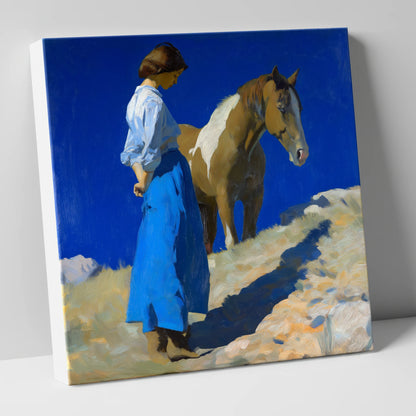 Under the Cobalt Sky horse & rider canvas wall art