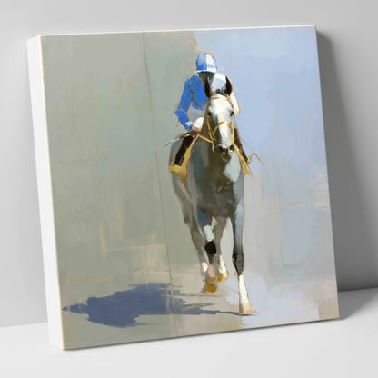 The Grey Challenger racing horse canvas wall art