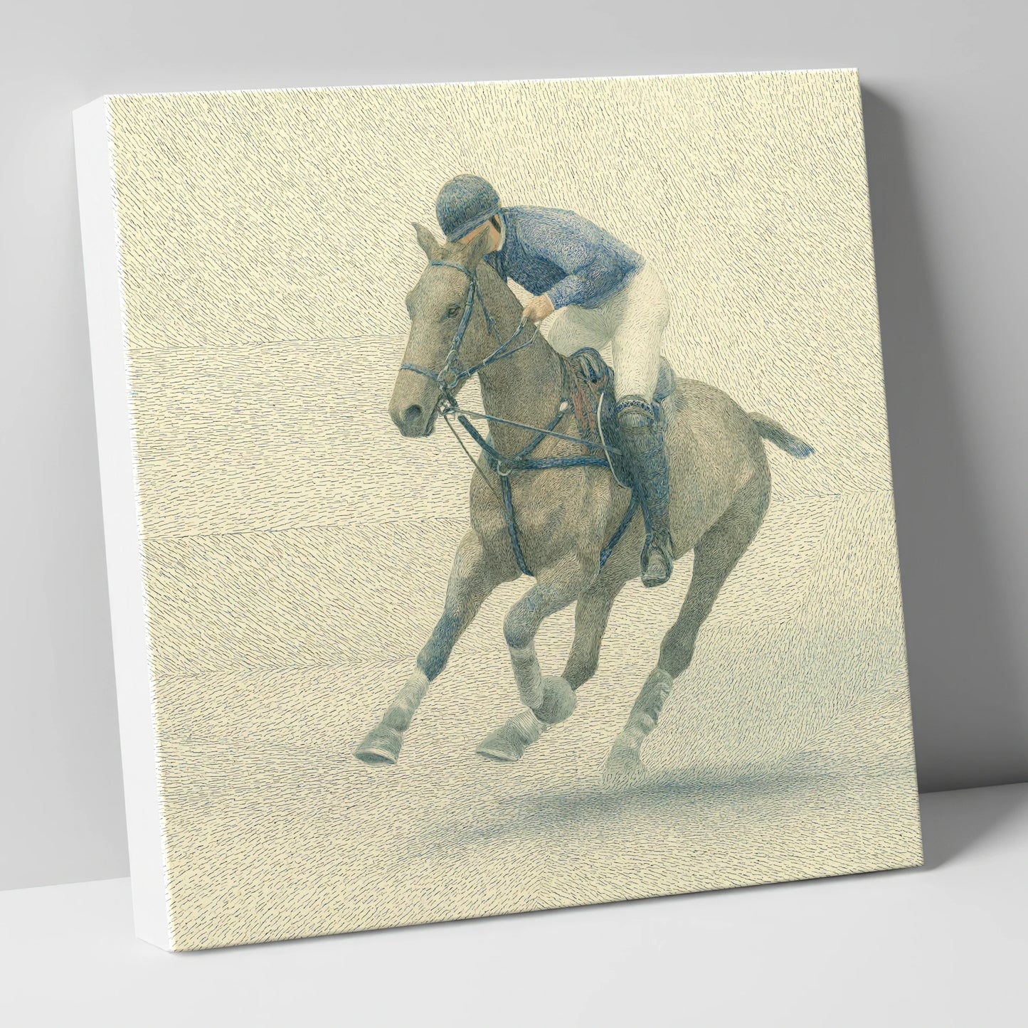 Chukka in Slate Blue polo horse canvas wall art