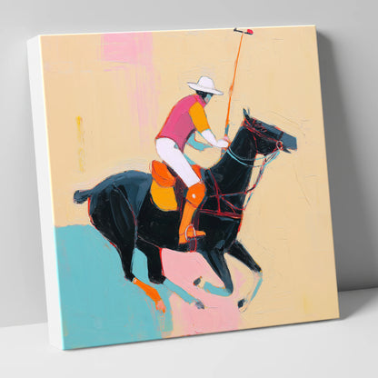 Vibrant Polo Strike polo horse canvas wall art